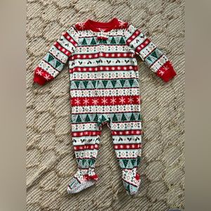 Baby 1-Piece Fair Isle Christmas Fleece Footie PJS